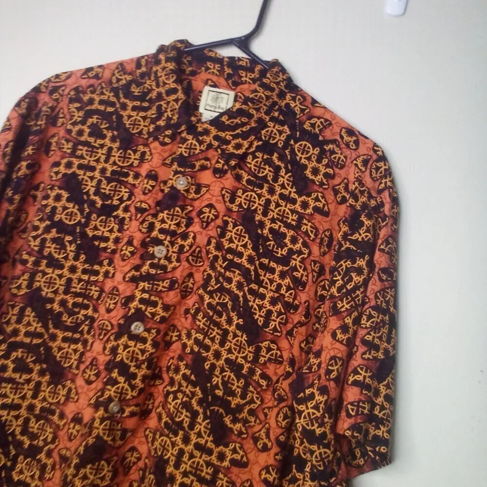 Morro Bay Shirt M Men Short Sleeve Button Up Pattern Brown Black